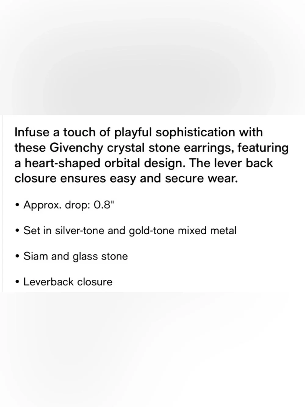 NWT! Givenchy Glass Stone Silver-Tone Heart Orbital Earrings